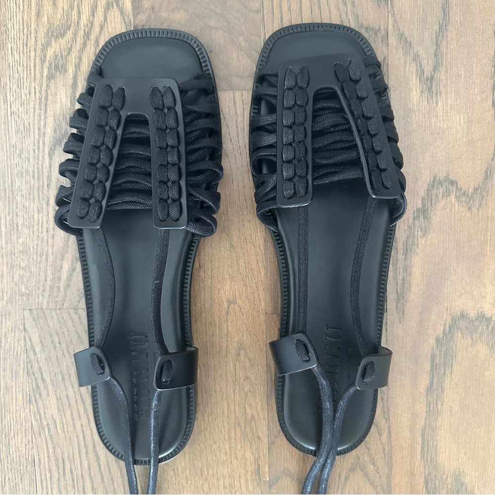 NWT Hereu Women's Consell Ankle Tie Calf Leather Sandal Black Size EU 41 US 10.5 - Picture 5 of 13